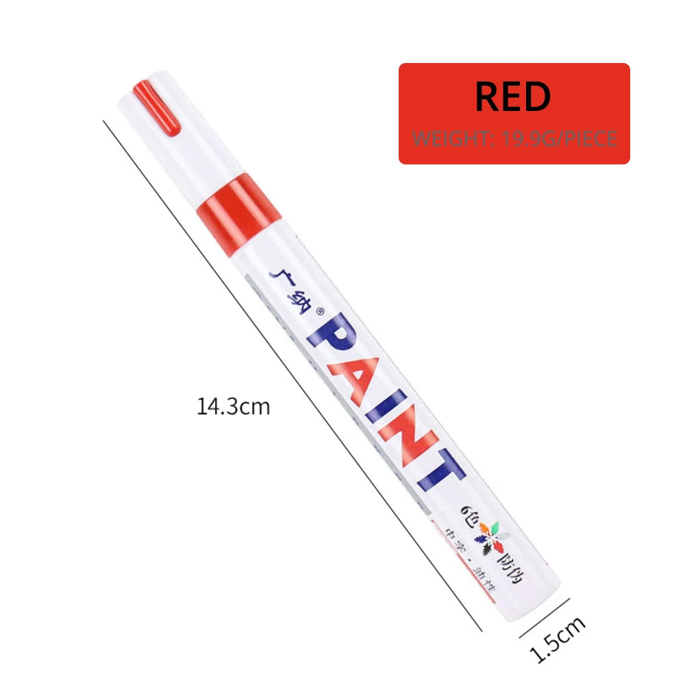 1Pcs White Waterproof Cars Wheel Tire Oily Mark Pen Auto Rubber Tyre Paint Pen Cd Metal Permanent Paint Marker Graffiti Touch Up