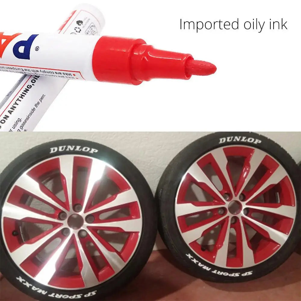 1Pcs White Waterproof Cars Wheel Tire Oily Mark Pen Auto Rubber Tyre Paint Pen Cd Metal Permanent Paint Marker Graffiti Touch Up