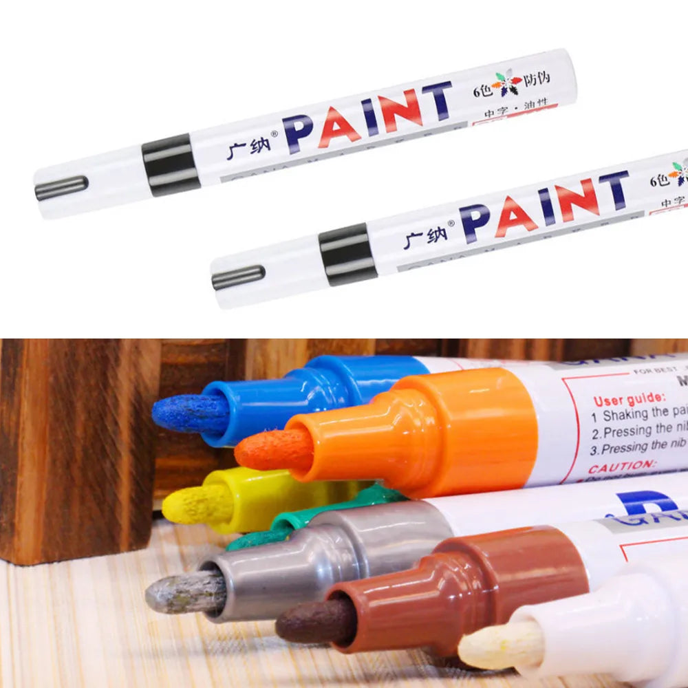 1Pcs White Waterproof Cars Wheel Tire Oily Mark Pen Auto Rubber Tyre Paint Pen Cd Metal Permanent Paint Marker Graffiti Touch Up