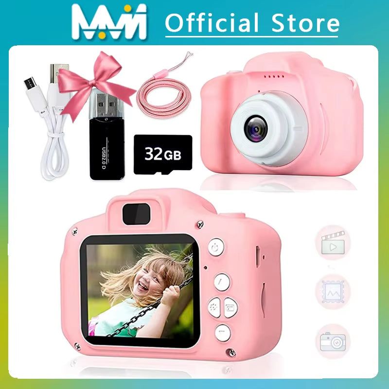 Super Cute Children Camera Kids Educational Toy Children Baby Birthday Digital Camera 1080P Video Camera with Free Gift for Girl