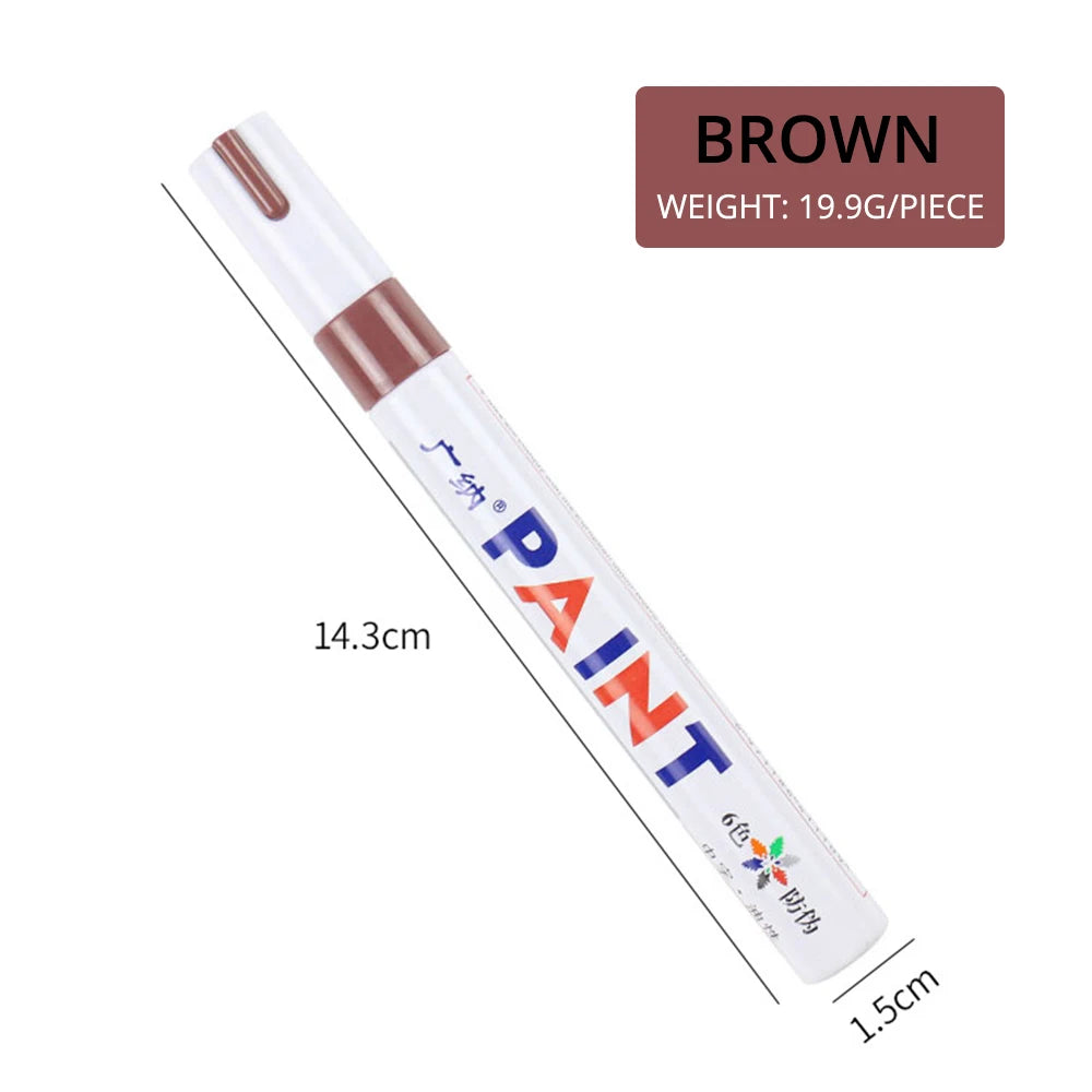 1Pcs White Waterproof Cars Wheel Tire Oily Mark Pen Auto Rubber Tyre Paint Pen Cd Metal Permanent Paint Marker Graffiti Touch Up