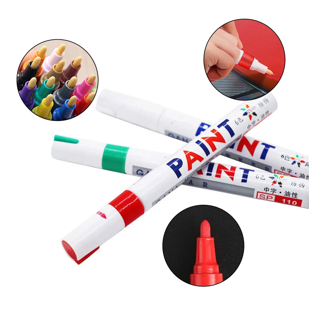 1Pcs White Waterproof Cars Wheel Tire Oily Mark Pen Auto Rubber Tyre Paint Pen Cd Metal Permanent Paint Marker Graffiti Touch Up