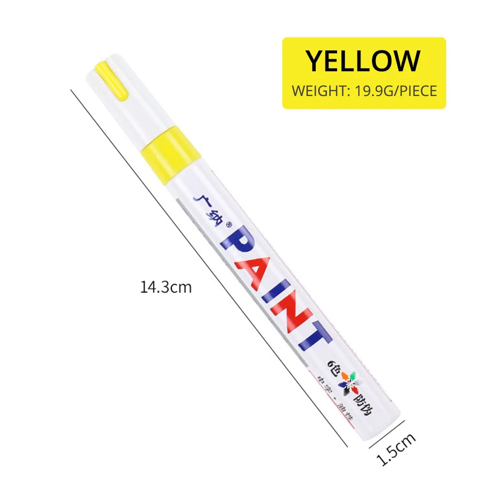 1Pcs White Waterproof Cars Wheel Tire Oily Mark Pen Auto Rubber Tyre Paint Pen Cd Metal Permanent Paint Marker Graffiti Touch Up