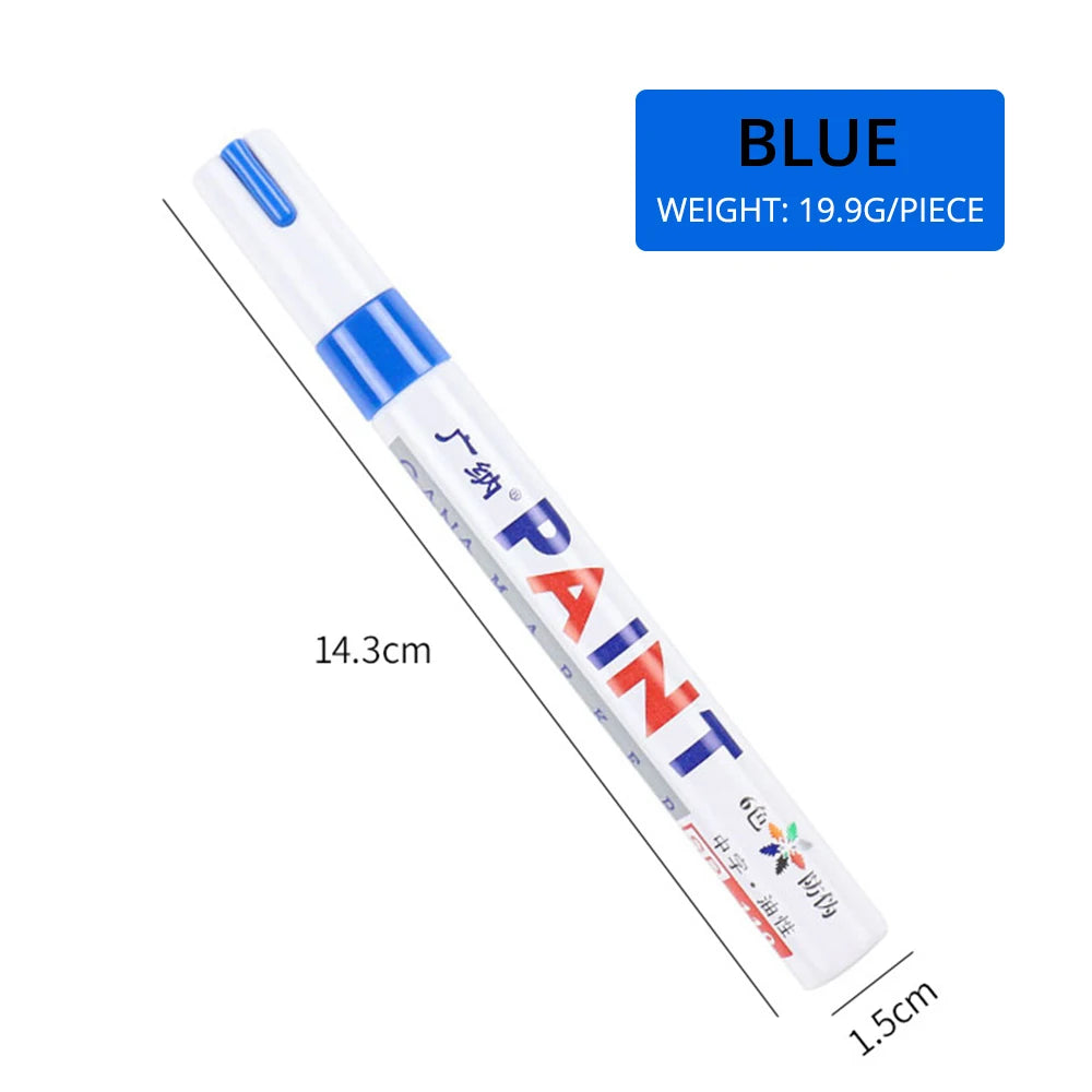 1Pcs White Waterproof Cars Wheel Tire Oily Mark Pen Auto Rubber Tyre Paint Pen Cd Metal Permanent Paint Marker Graffiti Touch Up