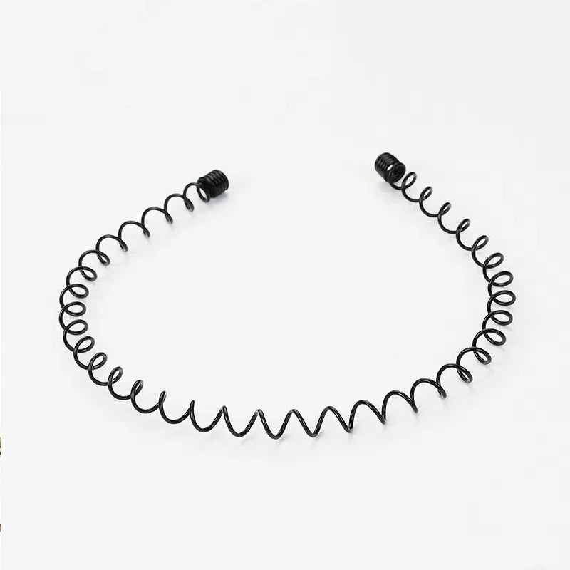 Unisex Black Elastic Non Slip Simple Metal Headbands For Men Women Wavy Hairband Spring Hair Hoop Fashion Hair Accessories