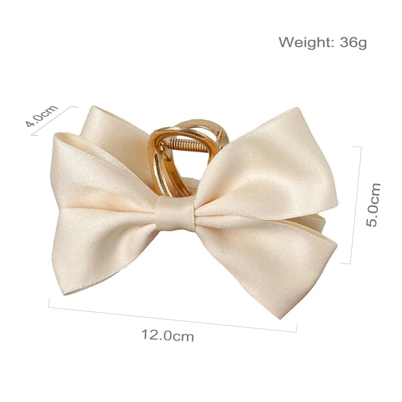 Large Fashion Satin Bow Headdress Internet Celebrity Catch Cross Hair Claw Hairpins Sweet Hair Accessories For Girls 12CM