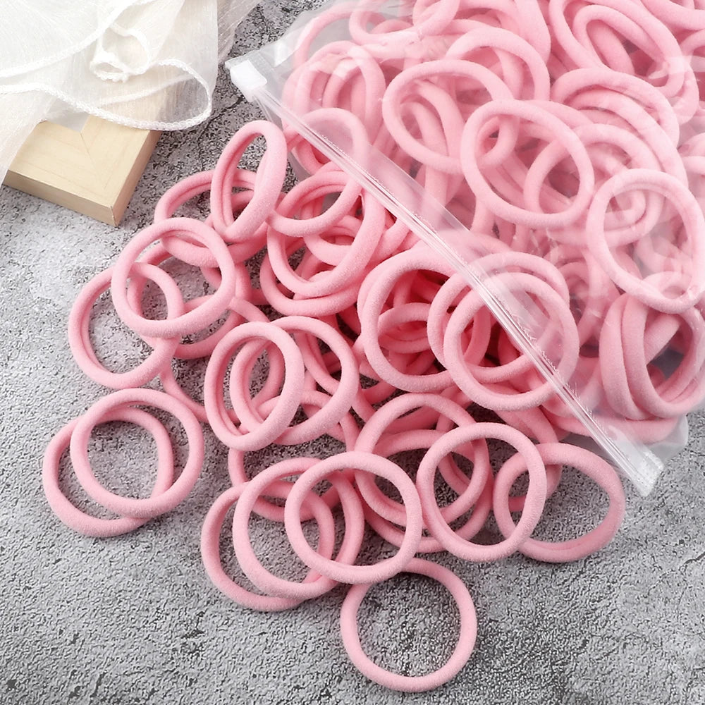 50Pcs Women Girl Mixed Colors Hair Bands 4cm Basic Hair Ties Elastic Headband Simple Hair Scrunchies Accessories Ponytail Holder