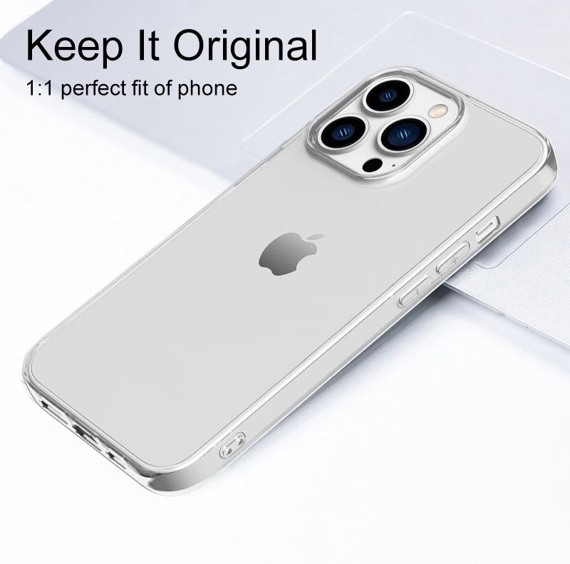 Ultra Thin Clear Silicone Case For iPhone 15 14 13 12 11 Pro Xs Max Mini XR X 7 8 6s Plus 6 SE 2020 2022 2016 5 5S Back Cover