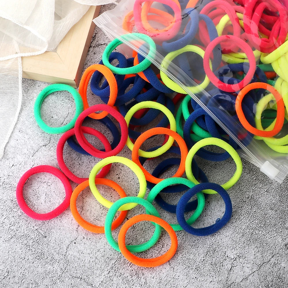 50Pcs Women Girl Mixed Colors Hair Bands 4cm Basic Hair Ties Elastic Headband Simple Hair Scrunchies Accessories Ponytail Holder