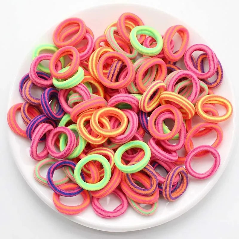 100/200PCS Women Girls Colorful Nylon Elastic Hair Bands Ponytail Hold Small Hair Tie Rubber Bands Scrunchie Hair Accessories