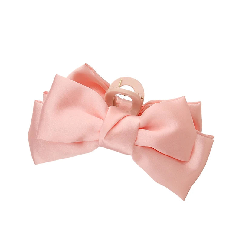 Large Fashion Satin Bow Headdress Internet Celebrity Catch Cross Hair Claw Hairpins Sweet Hair Accessories For Girls 12CM