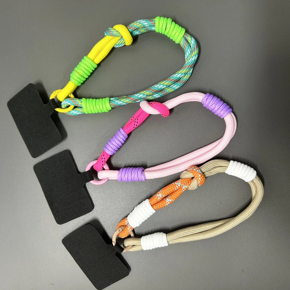 Korean Mobile Phone Cute Knot Portable Anti-loss Hand Bracelet Chain For iPhone 15 14 13 11 Pro Max Xiaomi Colorful Rope Chain