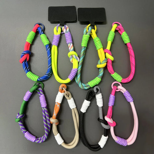 Korean Mobile Phone Cute Knot Portable Anti-loss Hand Bracelet Chain For iPhone 15 14 13 11 Pro Max Xiaomi Colorful Rope Chain