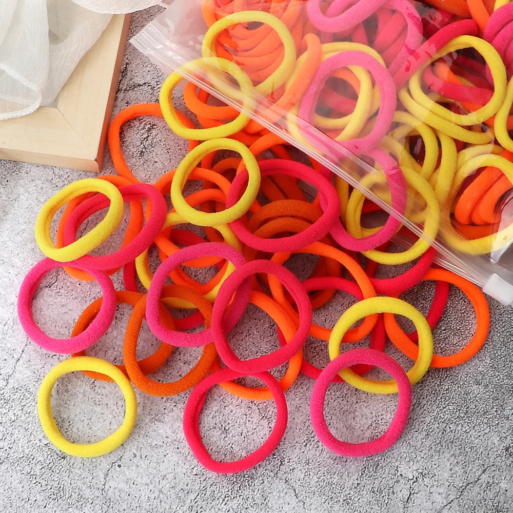 50Pcs Women Girl Mixed Colors Hair Bands 4cm Basic Hair Ties Elastic Headband Simple Hair Scrunchies Accessories Ponytail Holder