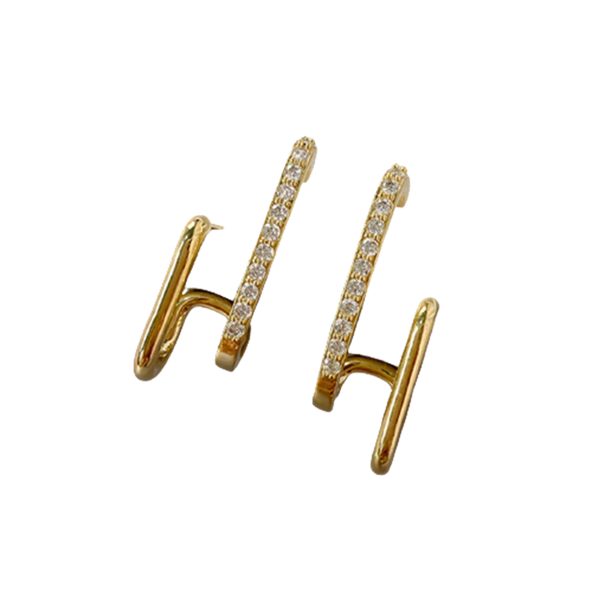 New Design Irregular U-shaped Gold Color Earrings for Women Korean Luxury Crystal Earring Girl Wedding Party Jewelry Accessories