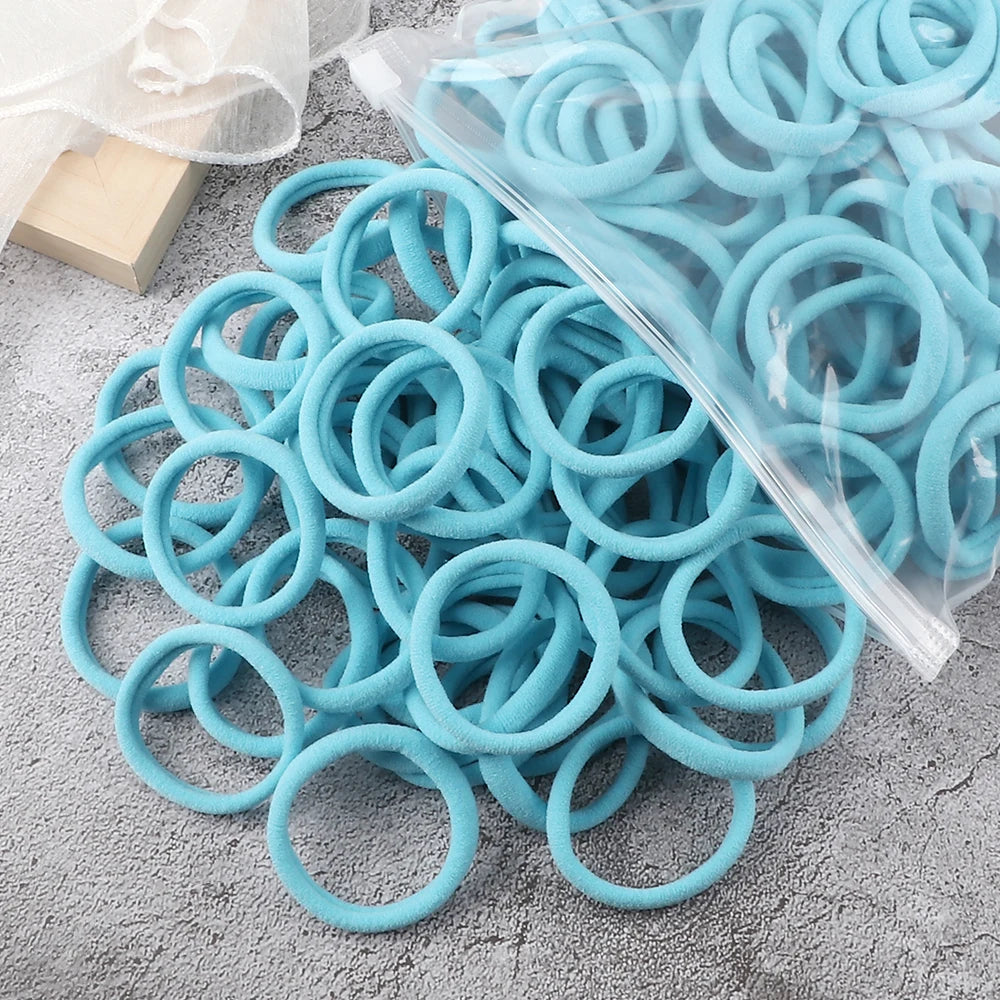 50Pcs Women Girl Mixed Colors Hair Bands 4cm Basic Hair Ties Elastic Headband Simple Hair Scrunchies Accessories Ponytail Holder