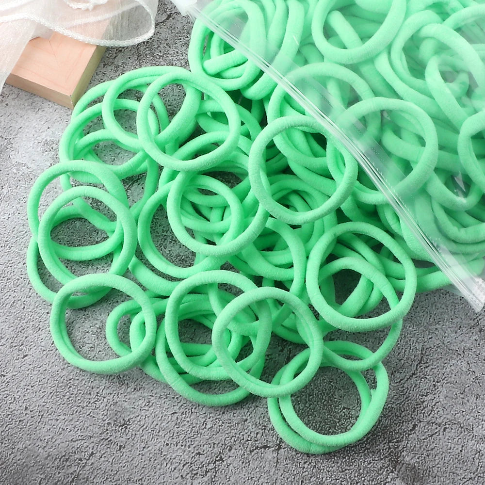 50Pcs Women Girl Mixed Colors Hair Bands 4cm Basic Hair Ties Elastic Headband Simple Hair Scrunchies Accessories Ponytail Holder