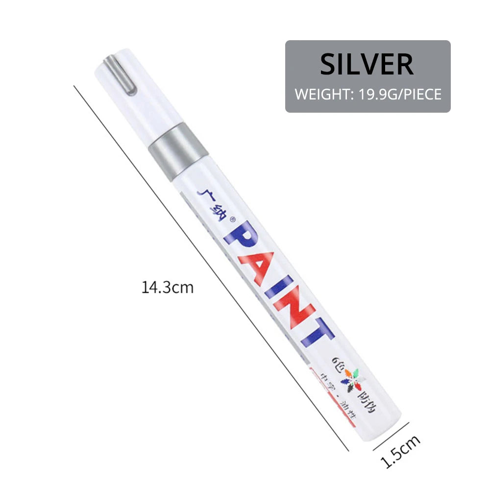 1Pcs White Waterproof Cars Wheel Tire Oily Mark Pen Auto Rubber Tyre Paint Pen Cd Metal Permanent Paint Marker Graffiti Touch Up