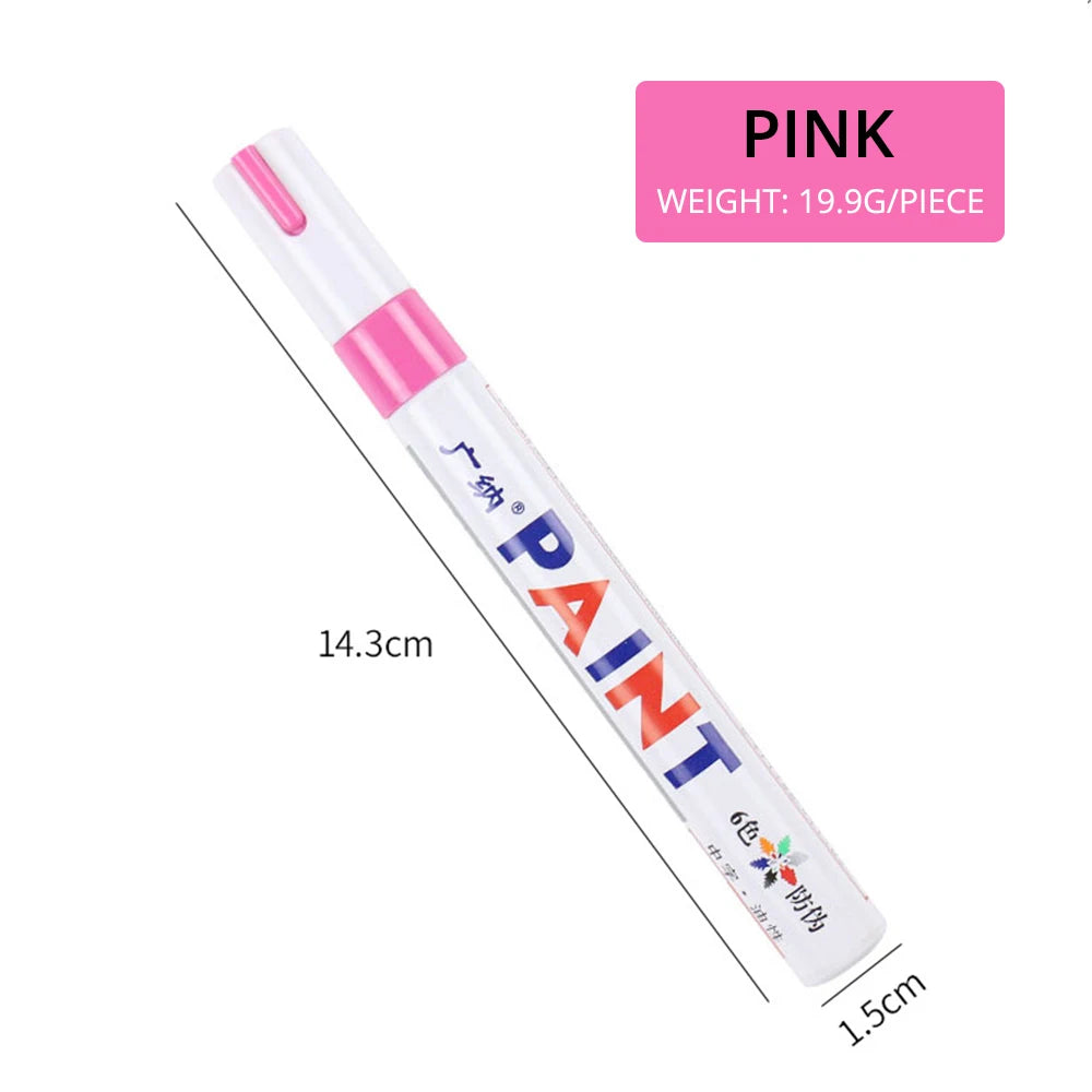 1Pcs White Waterproof Cars Wheel Tire Oily Mark Pen Auto Rubber Tyre Paint Pen Cd Metal Permanent Paint Marker Graffiti Touch Up