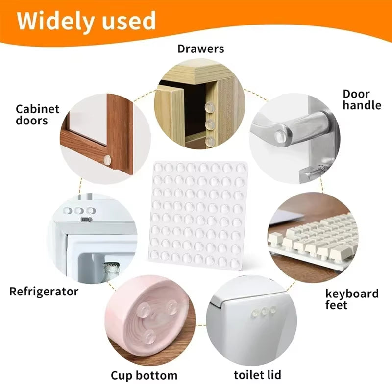 300/100Pcs Self-Adhesive Clear Door Stop Rubber Damper Buffer Cabinet Bumpers Silicone Furniture Dots Cushion Protective Pads